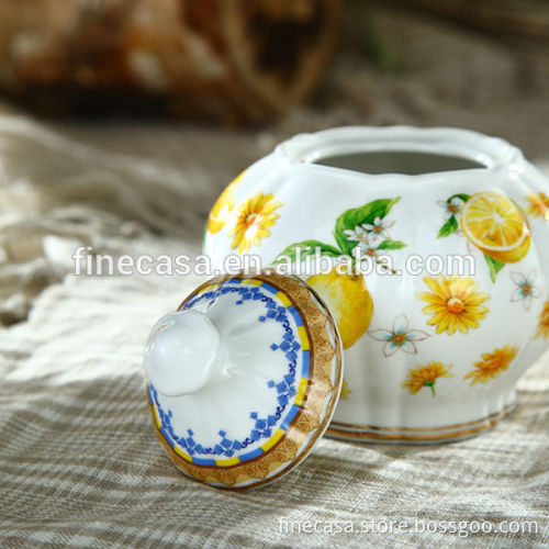 Elegant Fine New Bone China Porcelain Tea Sugar & Creamer Pot of Lemon Fragrance